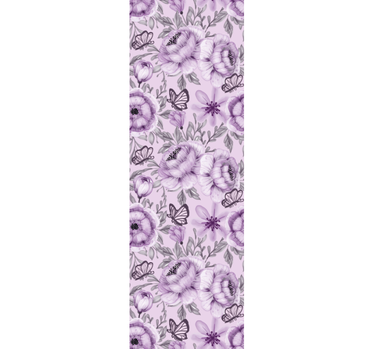 Papel tapiz flores arreglo de mariposas florales - TenVinilo