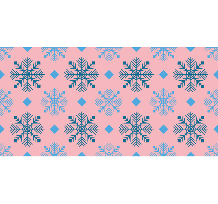 Papel tapiz navidad copos de nieve rosa y azul - TenVinilo