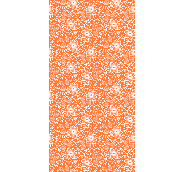 Papel tapiz flores patrón paisley naranja - TenVinilo
