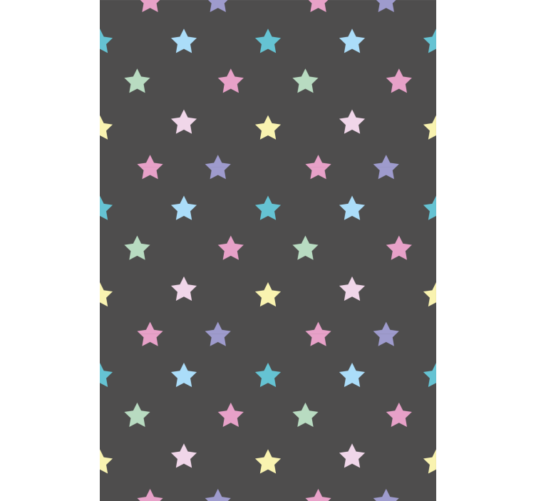 Papel tapiz pasillo estrellas de colores sobre gris - TenVinilo