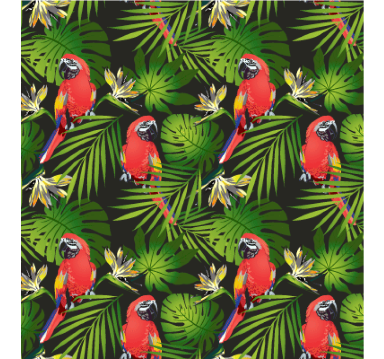 Papel tapiz naturaleza loro tropical y vegetación - TenVinilo