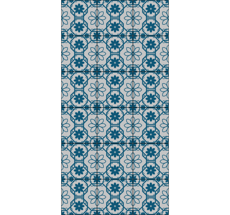 Papel tapiz azulejos mosaico floral - TenVinilo