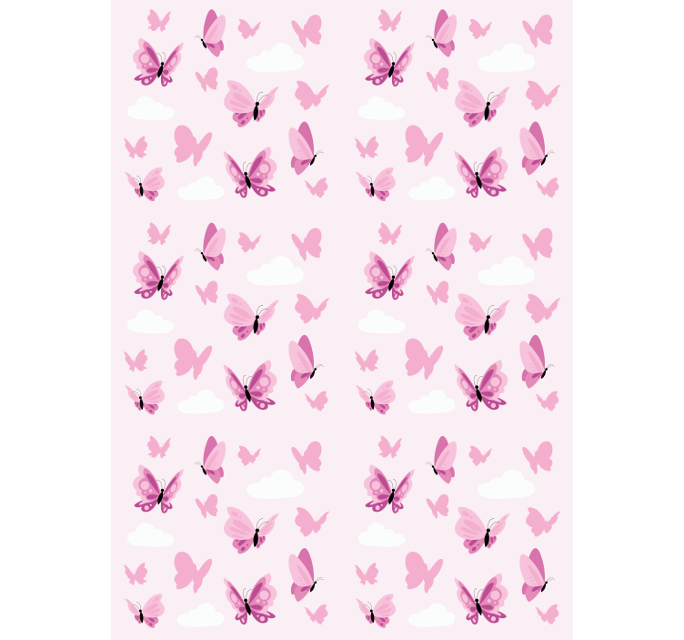 Papel tapiz mariposas en tonos rosados y nubes - TenVinilo