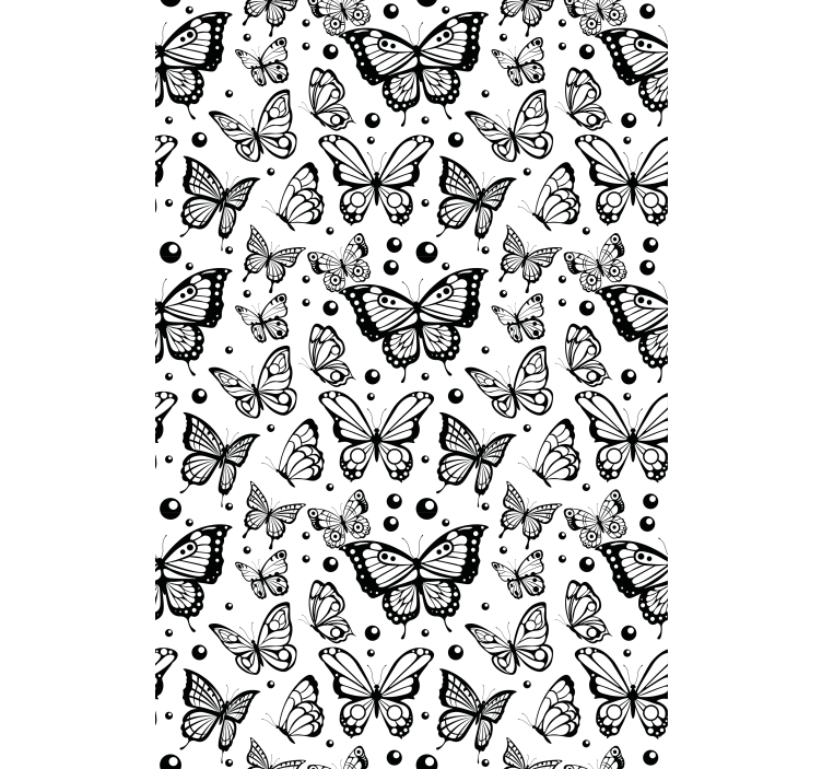 Papel tapiz mariposas monocolor y puntos - TenVinilo