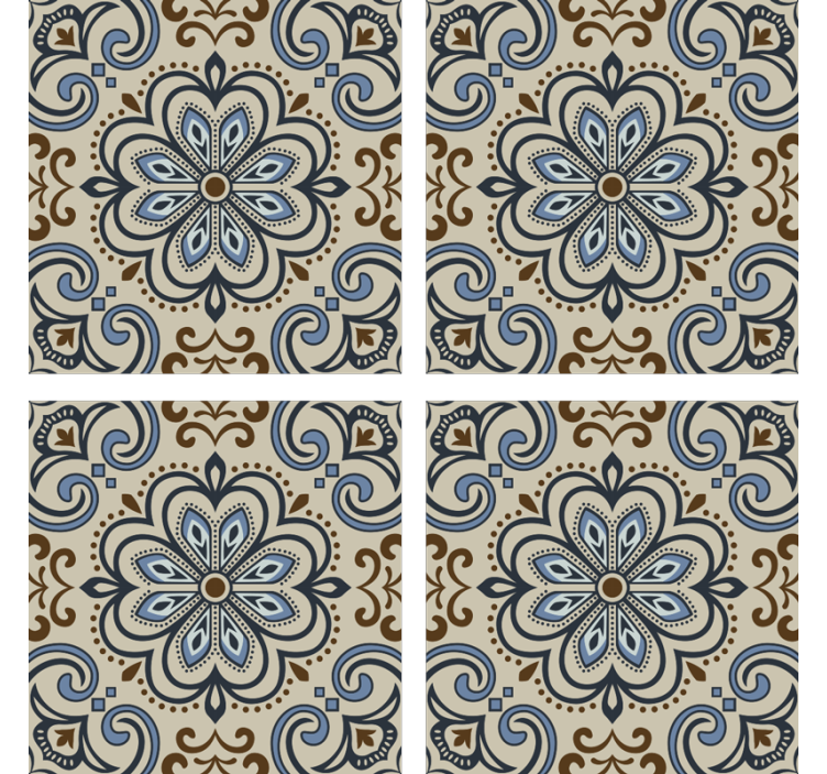 Papel tapiz azulejos cerámicos florales - TenVinilo