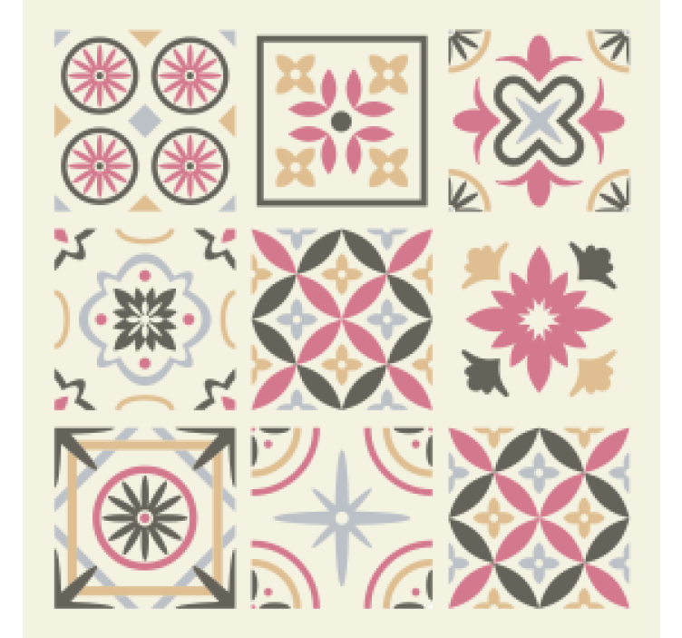 Papel tapiz azulejos elemento floral geométrico - TenVinilo