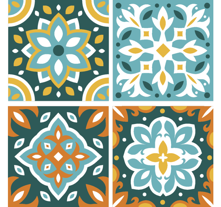 Papel tapiz azulejos elementos florales intrincados - TenVinilo