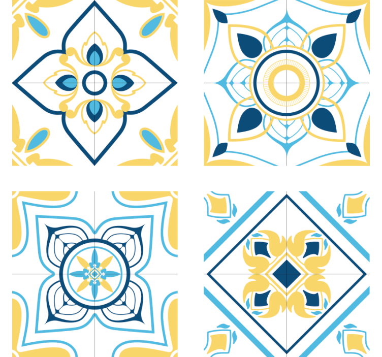 Papel tapiz azulejos patrones geométricos - TenVinilo