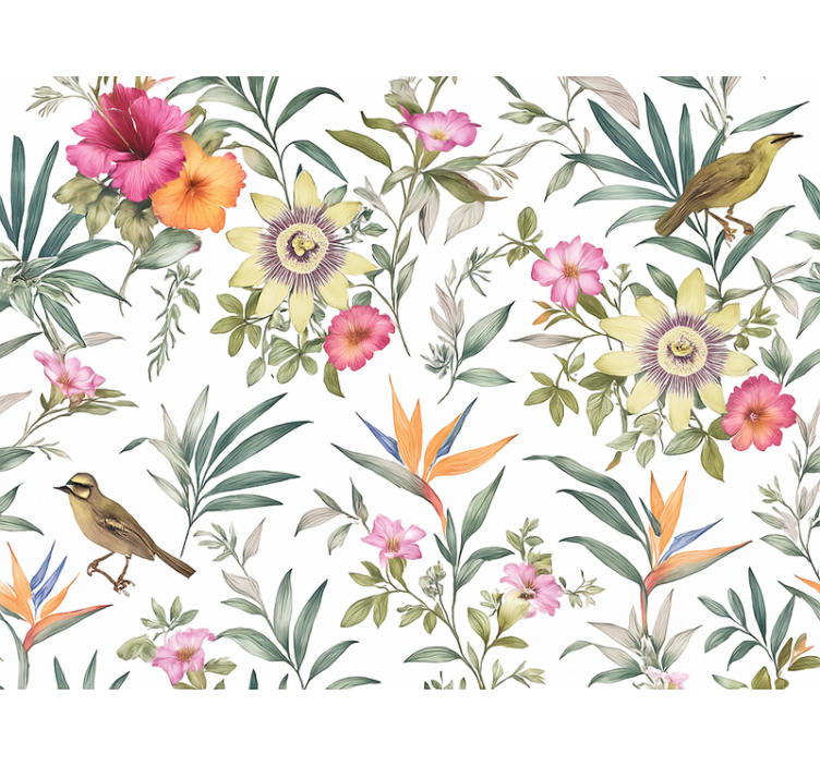 Papel tapiz recámara matrimonial diseño floral azul - TenVinilo