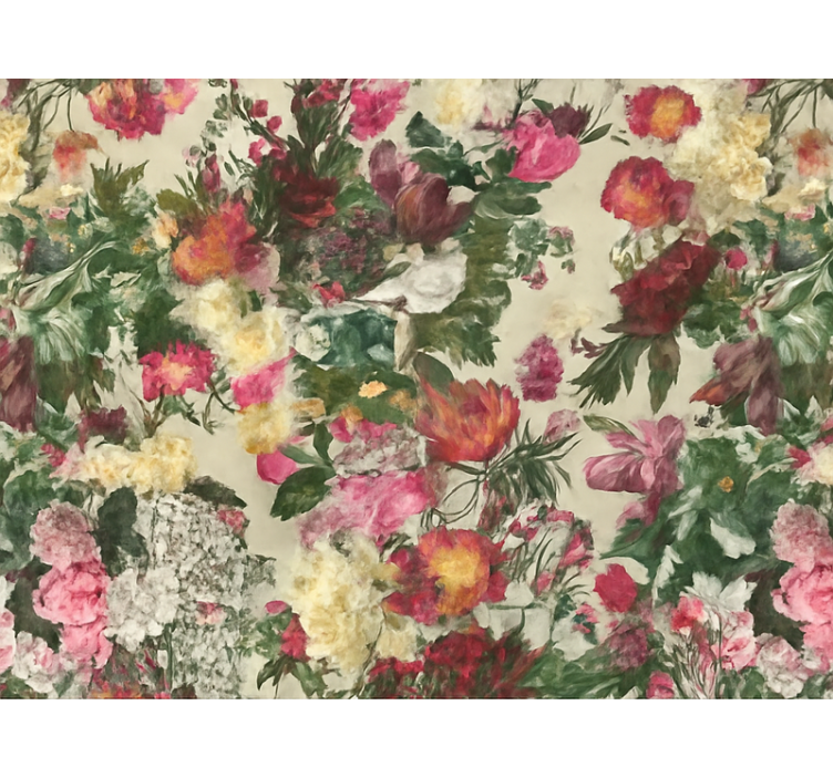 Papel tapiz recámara matrimonial diseño de flores vintage - TenVinilo