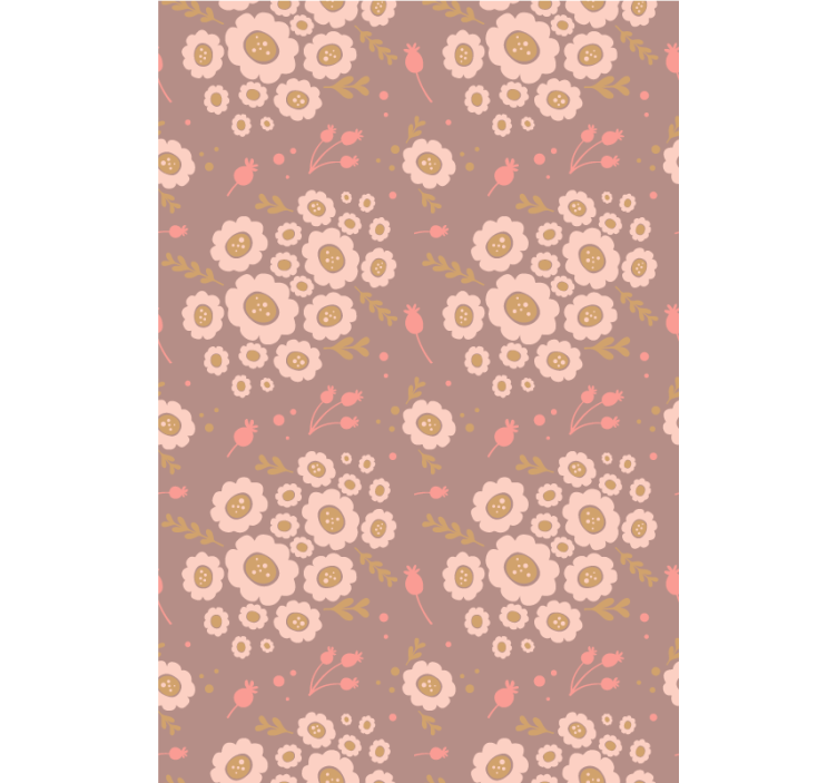 Papel tapiz floral con patrón de arte popular pastel - TenVinilo