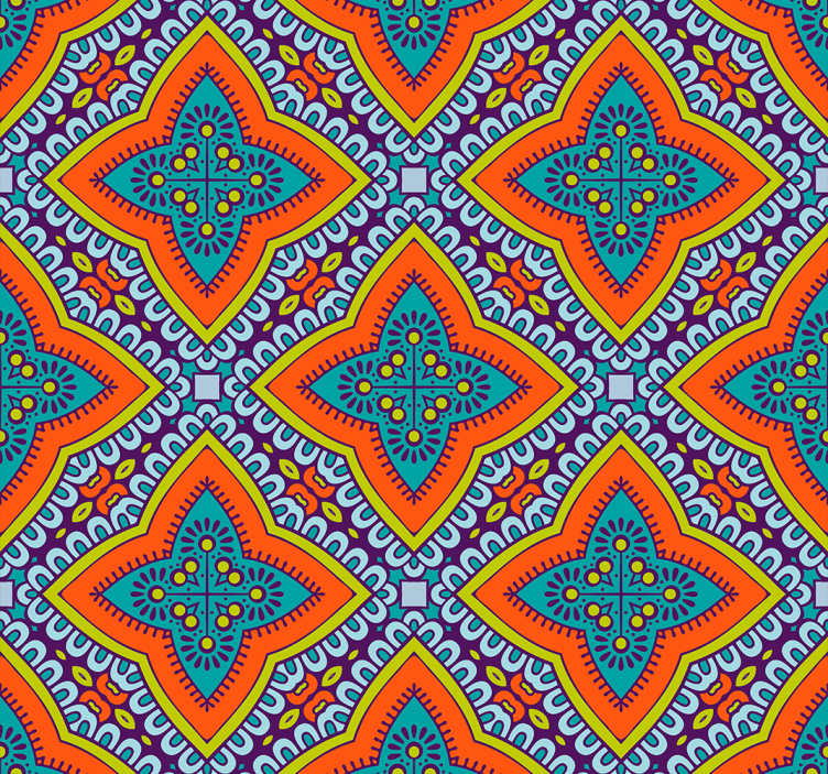 Papel pintado ornamental colorido estilo oriental - TenVinilo