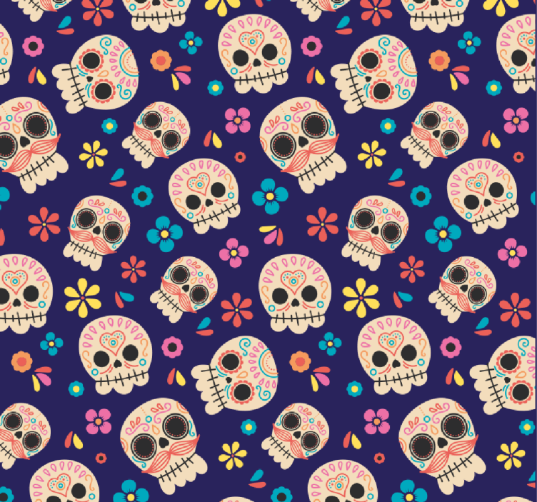 Papel tapiz Halloween patrón de calavera colorido - TenVinilo