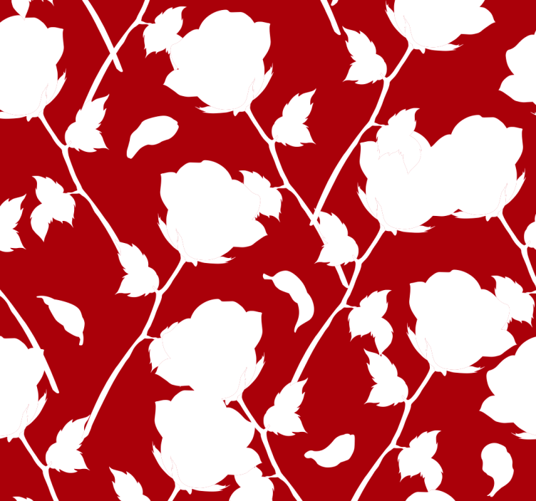 Papel pintado flores rosas blancas fondo rojo - TenVinilo