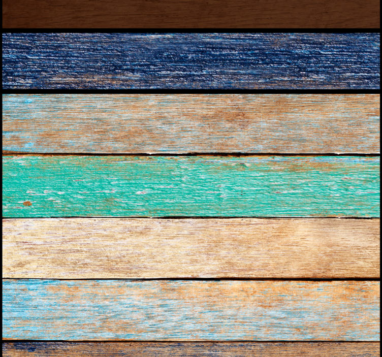 Papel pintado salón madera tablones coloridos - TenVinilo