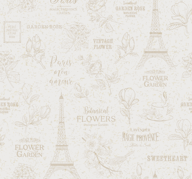 Papel tapiz ornamental bosquejo floral de parís - TenVinilo