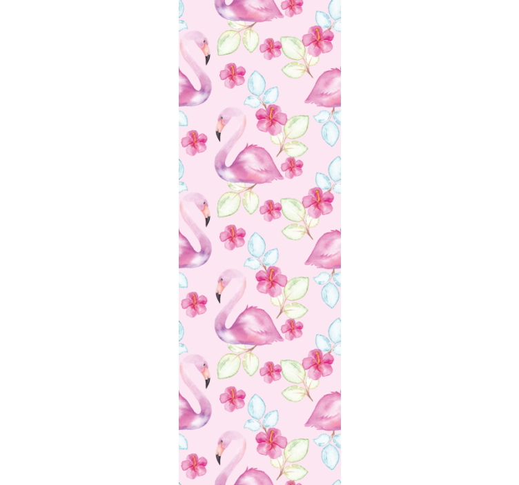 Papel tapiz animales flamencos florales - TenVinilo