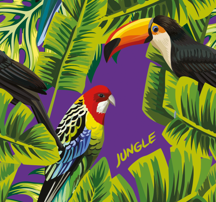 Papel tapiz loros paraíso de aves tropicales - TenVinilo