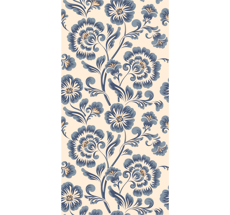 Papel pintado floral Estilo vintage azul floral - TenVinilo