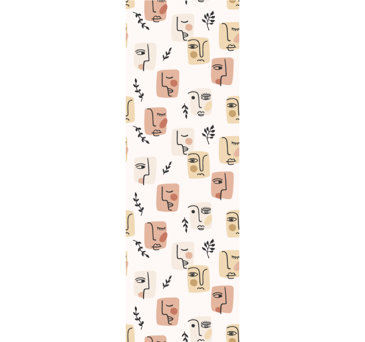 Papel pintado de arte Patrón de caras abstractas - TenVinilo