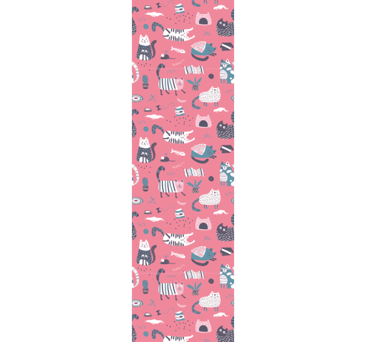 Papel tapiz gatos ilustración de gatos juguetones - TenVinilo