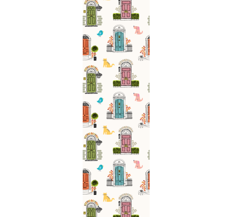 Papel pintado moderno Símbolos de animales y edificios. - TenVinilo