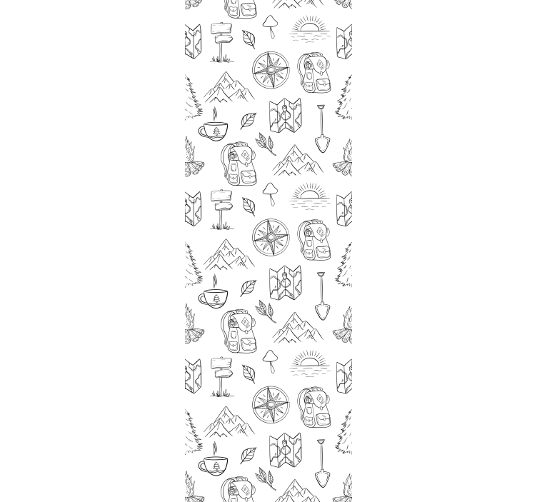 Papel pintado selva Brújula dibujada a mano, animales de montaña - TenVinilo