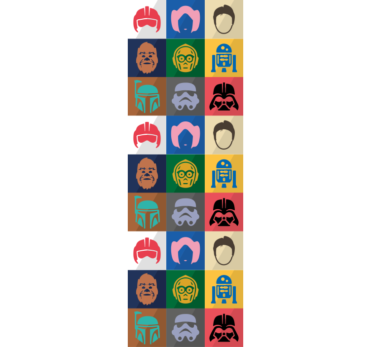 Papel pintado juvenil Arte colorido de los personajes de la estre - TenVinilo