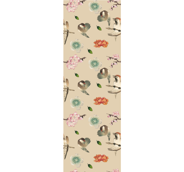 Papel tapiz flores encantadoras flores de pájaro - TenVinilo