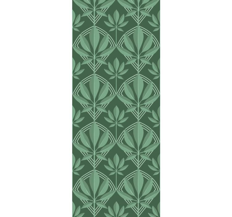 Papel pintado azulejos Art deco pequeña botella hojas verdes - TenVinilo