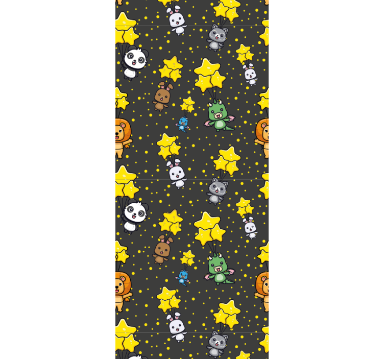 Papel pintado infantil Lindos animales volando en globos - TenVinilo