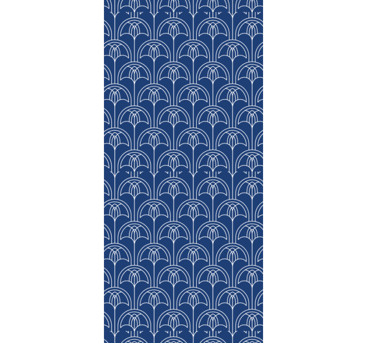 Papel tapiz floral patrón de contorno azul - TenVinilo