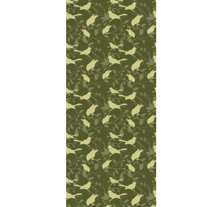 Papel tapiz pájaros patrón simple verde - TenVinilo