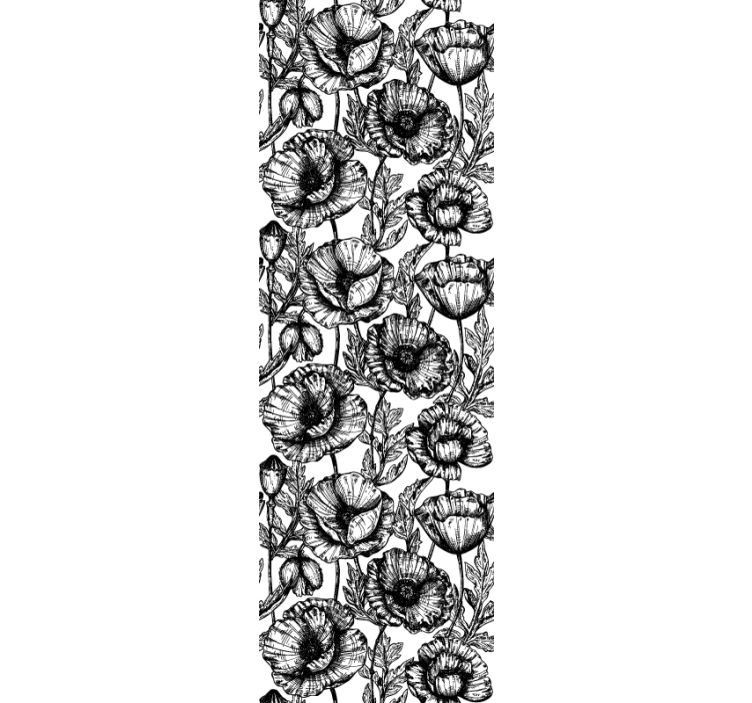 Papel tapiz flores patrón floral negro - TenVinilo