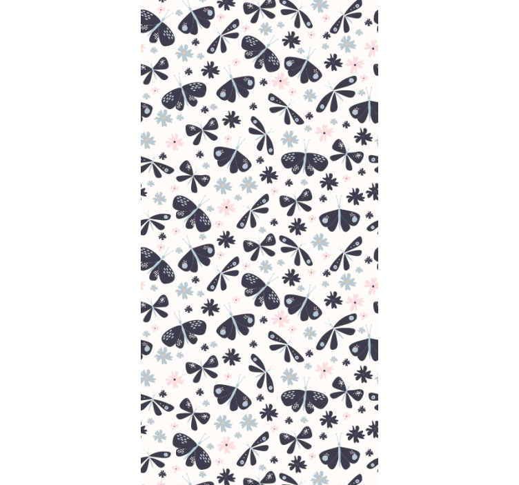 Papel pintado baño Patrón de mariposa punteada negro - TenVinilo