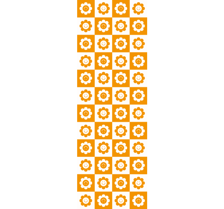 Papel tapiz floral patrón de flores sonrientes - TenVinilo