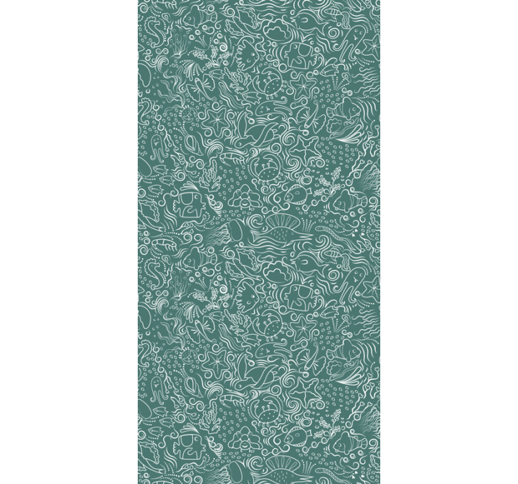 Papel pintado animal submarino dibujado a mano  - TenVinilo