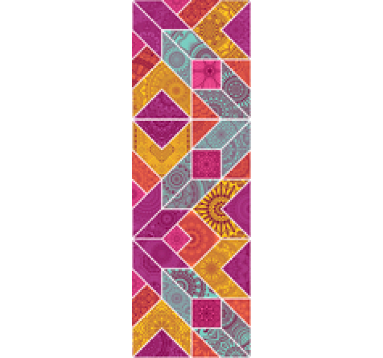 Papel tapiz recámara matrimonial patrón geométrico colorido - TenVinilo