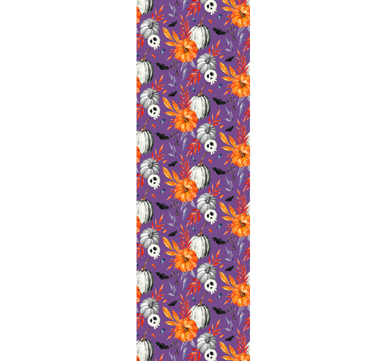 Papel tapiz Halloween calaveras florales naranjas - TenVinilo