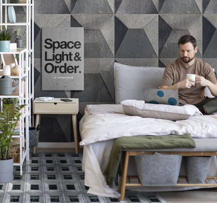 Papel pintado hormigón efecto 3D - TenVinilo