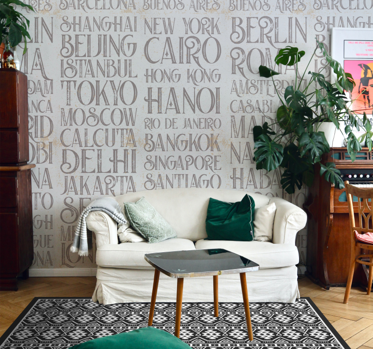 Papel pintado letras nombres de ciudades - TenVinilo