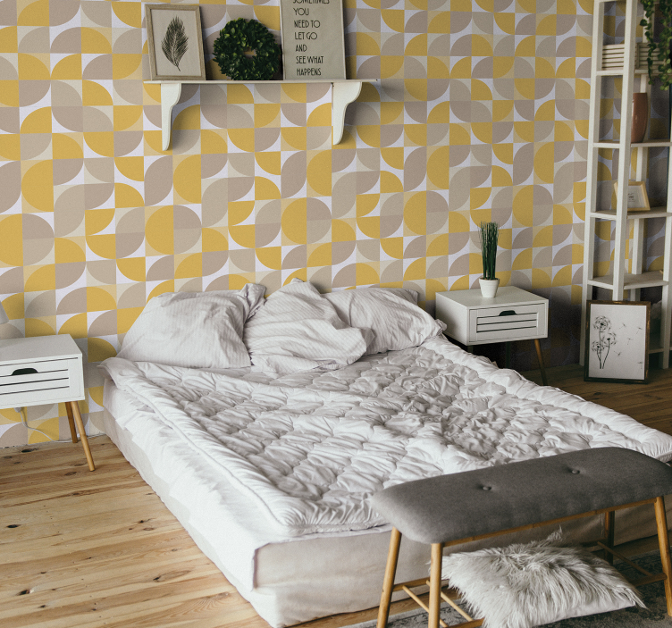 Papel pintado lunares Patrón de círculos naranja estilo vintage - TenVinilo