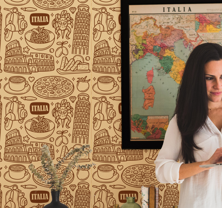 Papel tapiz ciudades boceto de monumentos italianos - TenVinilo