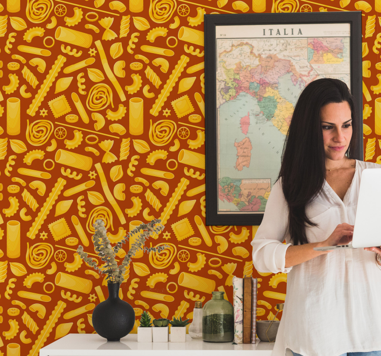 Papel tapiz ornamental patrones de pasta - TenVinilo