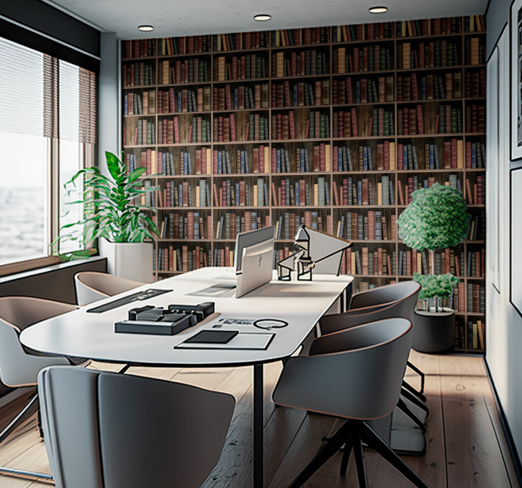 Papel pintado para oficinas libros de bibliotecaLibros de la bibl - TenVinilo