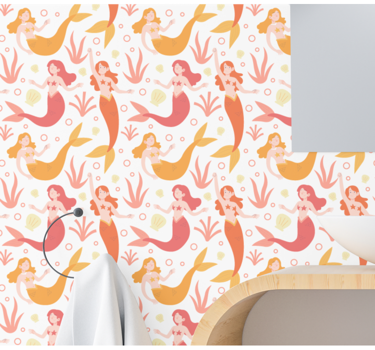Papel pintado abstracto Patrón de sirenas - TenVinilo
