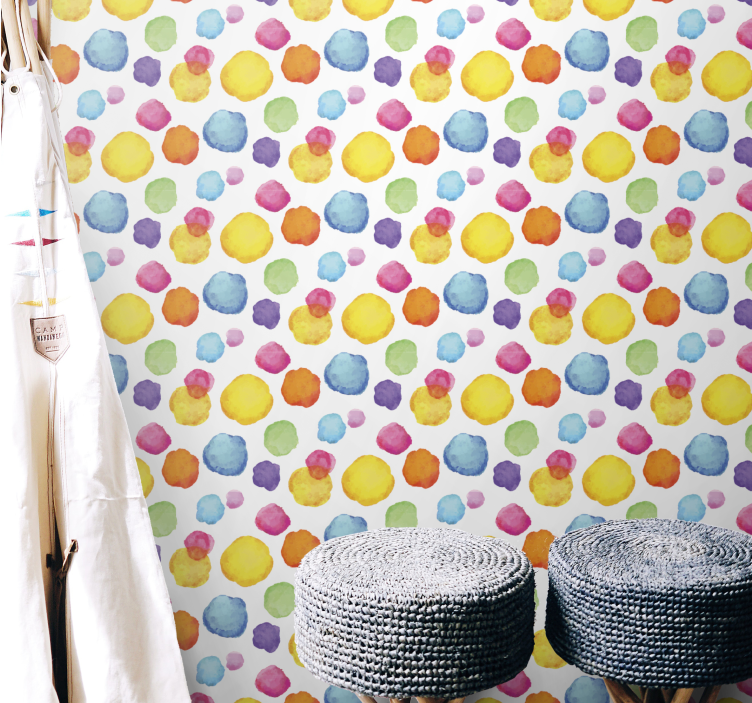 Papel pintado abstracto Puntos abstractos en diferentes colores. - TenVinilo