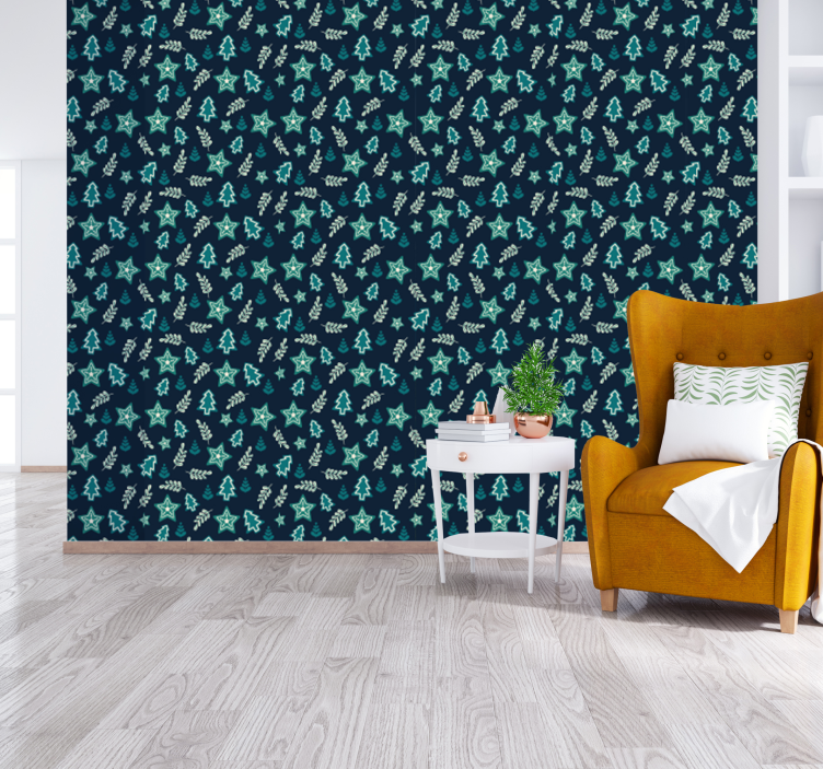 Papel pintado naturaleza árboles y estrellas - TenVinilo