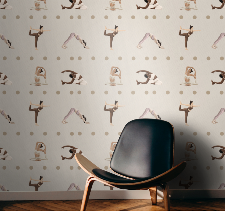 Papel pintado para entradas Diferentes posturas de yoga - TenVinilo