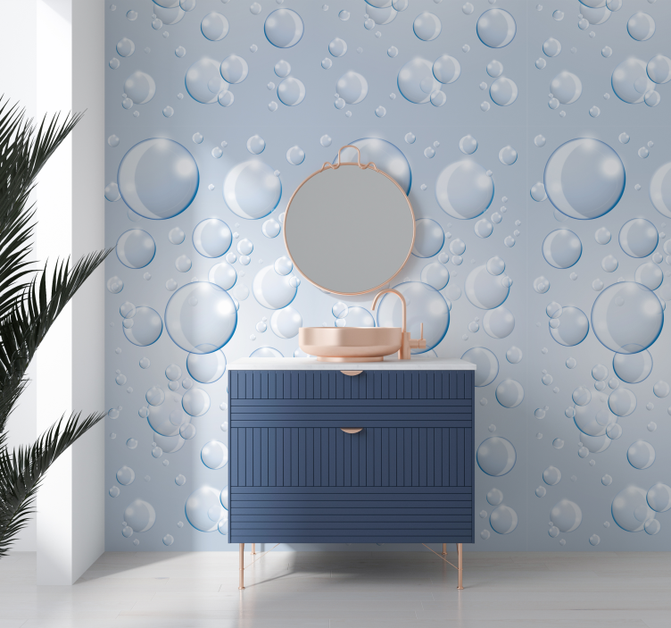 Papel pintado baño 3D patrón burbujas - TenVinilo